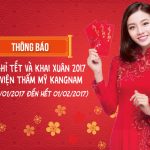 BVTM KANGNAM THÔNG BÁO NGHỈ TẾT VÀ KHAI XUÂN 2017